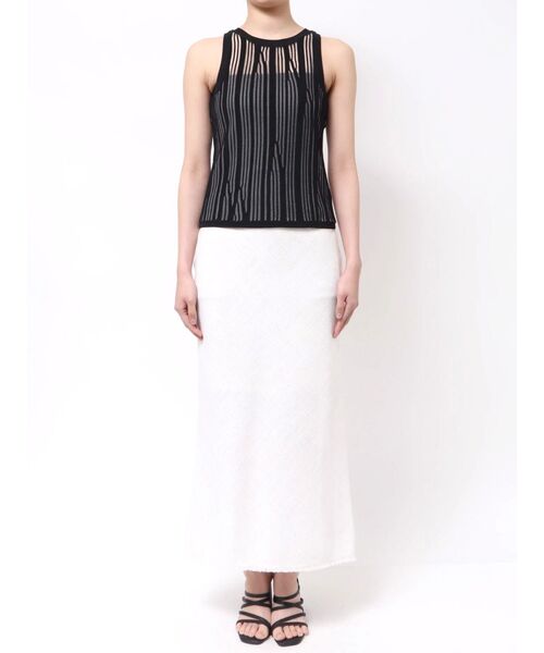 OUNNOUN（オウンノウン）の「【OUNNOUN】ランダムストライプアメスリニット（ニット/セーター・レディース・ベージュ/ブラック/ブルー・FREE）」の20枚目の写真