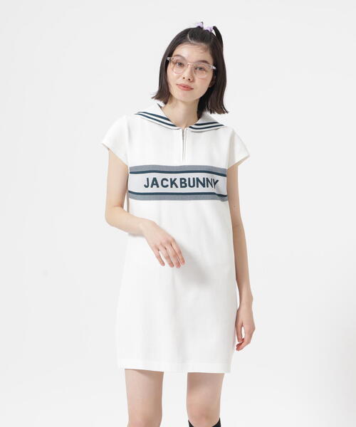 JACKBUNNY Vネックワンピース ホワイト ニットワンピース 全5色 Vネック[品番：JSFW0014281]｜JS