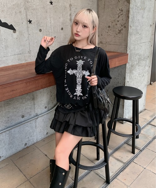 セール】【インパン付き】フリルティアードミニスカート レオパード