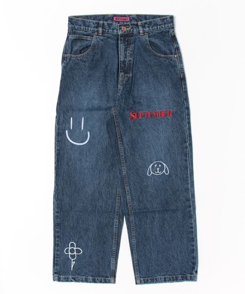 September(セプテンバー)の「【8】【SEPTEMBER(セプテンバー)】emoji sytch denim pants(デニムパンツ・レディース・インディゴブルー/ブラック・MEDIUM/SMALL)」の2枚目の写真