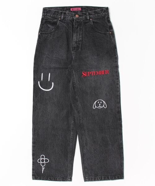 September(セプテンバー)の「【8】【SEPTEMBER(セプテンバー)】emoji sytch denim pants(デニムパンツ・レディース・インディゴブルー/ブラック・MEDIUM/SMALL)」の1枚目の写真