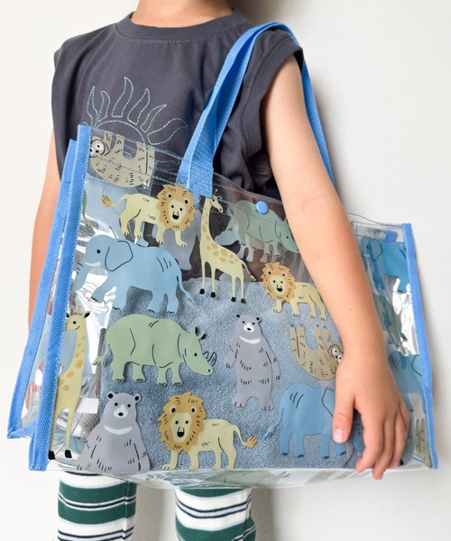 Marble Line（マーブルライン）の「働く車・恐竜・動物・サメ柄プールバッグ（スイムグッズ・キッズ・ネイビー/ブルー/ブラック/サックスブルー・FREE）」の3枚目の写真