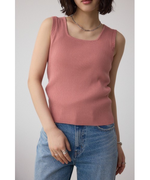 AZUL by moussy（アズールバイマウジー）の「スクエアネックリブタンクトップ（タンクトップ・レディース・アイボリー/ブラック/グリーン系その他/ブルー系その他/グリーン/ピンク・FREE）」の16枚目の写真