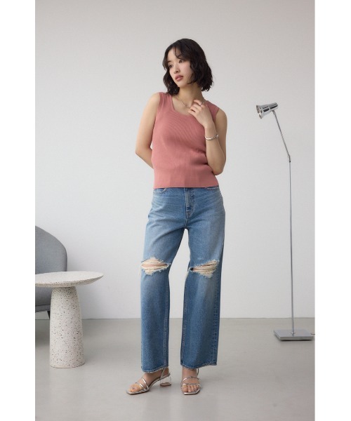 AZUL by moussy（アズールバイマウジー）の「スクエアネックリブタンクトップ（タンクトップ・レディース・アイボリー/ブラック/グリーン系その他/ブルー系その他/グリーン/ピンク・FREE）」の14枚目の写真