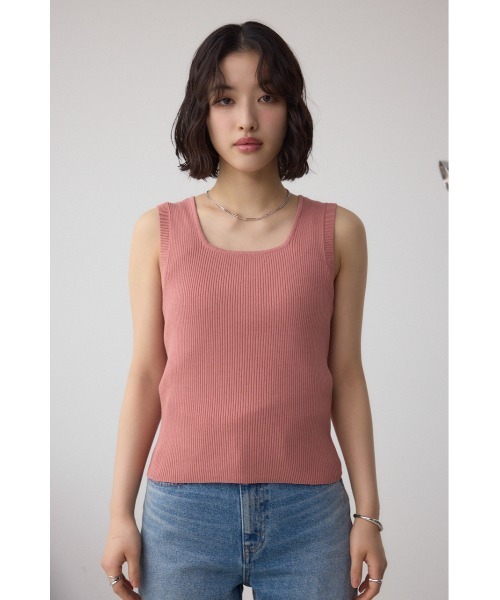 AZUL by moussy（アズールバイマウジー）の「スクエアネックリブタンクトップ（タンクトップ・レディース・アイボリー/ブラック/グリーン系その他/ブルー系その他/グリーン/ピンク・FREE）」の13枚目の写真