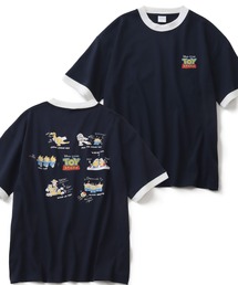 【Disney/ディズニー】 ミッキーアートワーク リンガーバック 刺繍 半袖 Tシャツ