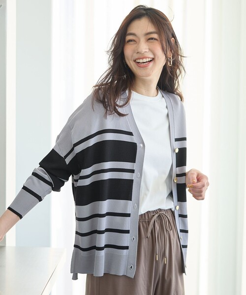 ANY(エニィ)の「クールタッチボクシーカーディガン(カーディガン/ボレロ・レディース・ネイビー系1/グレー系1・F)」の2枚目の写真