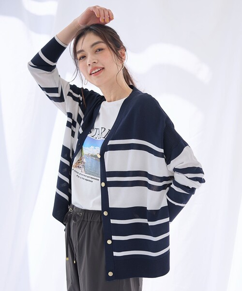 ANY(エニィ)の「クールタッチボクシーカーディガン(カーディガン/ボレロ・レディース・ネイビー系1/グレー系1・F)」の9枚目の写真