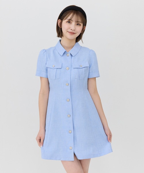 エンブレムボタンシャツワンピース（ワンピース）｜REDYAZEL