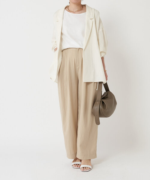 LIVETART（リヴェタート）の「麻混ツイルジャケット（テーラードジャケット・レディース・アイボリー/ブラック・FREE）」の3枚目の写真