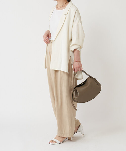 LIVETART（リヴェタート）の「麻混ツイルジャケット（テーラードジャケット・レディース・アイボリー/ブラック・FREE）」の4枚目の写真