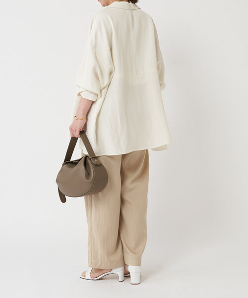 LIVETART（リヴェタート）の「麻混ツイルジャケット（テーラードジャケット・レディース・アイボリー/ブラック・FREE）」の5枚目の写真