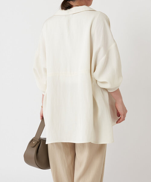 LIVETART（リヴェタート）の「麻混ツイルジャケット（テーラードジャケット・レディース・アイボリー/ブラック・FREE）」の8枚目の写真