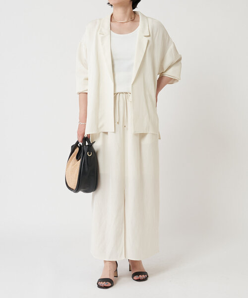 LIVETART（リヴェタート）の「麻混ツイルジャケット（テーラードジャケット・レディース・アイボリー/ブラック・FREE）」の10枚目の写真