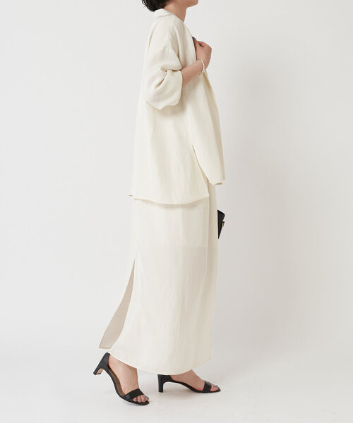 LIVETART（リヴェタート）の「麻混ツイルジャケット（テーラードジャケット・レディース・アイボリー/ブラック・FREE）」の11枚目の写真