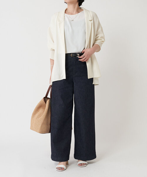 LIVETART（リヴェタート）の「麻混ツイルジャケット（テーラードジャケット・レディース・アイボリー/ブラック・FREE）」の13枚目の写真