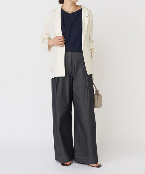 LIVETART（リヴェタート）の「麻混ツイルジャケット（テーラードジャケット・レディース・アイボリー/ブラック・FREE）」の16枚目の写真