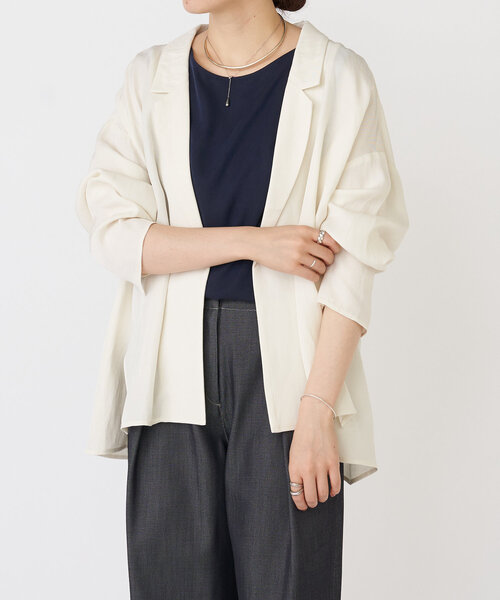 LIVETART（リヴェタート）の「麻混ツイルジャケット（テーラードジャケット・レディース・アイボリー/ブラック・FREE）」の18枚目の写真