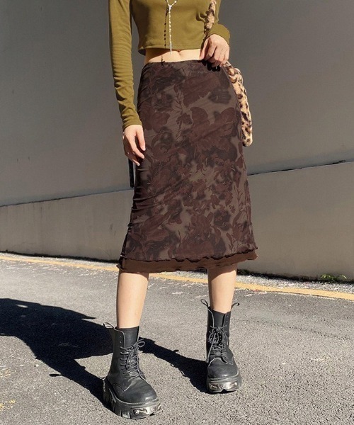 almo(アルモ)の「【LAMPOON】グランジフラワースカート(スカート・レディース・モカ・SMALL/MEDIUM/LARGE)」の11枚目の写真