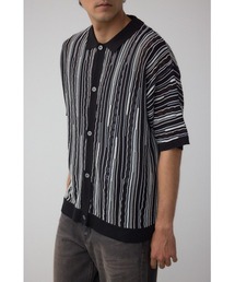 ポロ襟クージーニットトップス