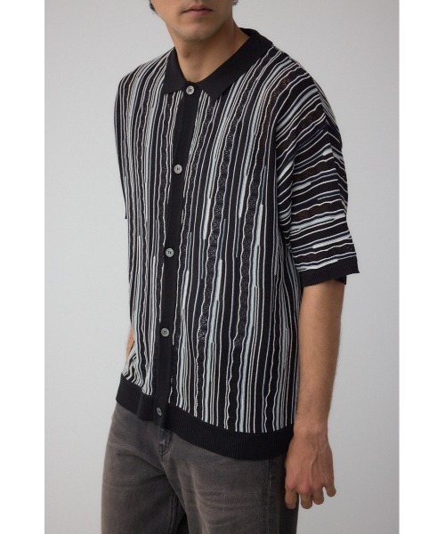 AZUL by moussy(アズールバイマウジー)の「ポロ襟クージーニットトップス(ポロシャツ・メンズ・ホワイト系その他/ブラック系その他/グレー系その他・MEDIUM/LARGE)」の1枚目の写真