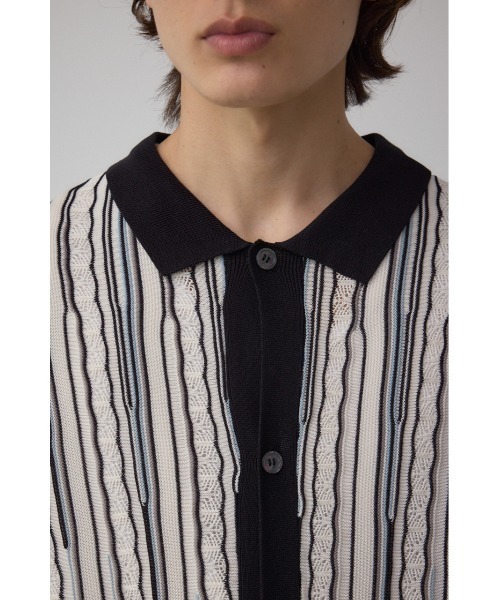 AZUL by moussy(アズールバイマウジー)の「ポロ襟クージーニットトップス(ポロシャツ・メンズ・ホワイト系その他/ブラック系その他/グレー系その他・MEDIUM/LARGE)」の10枚目の写真