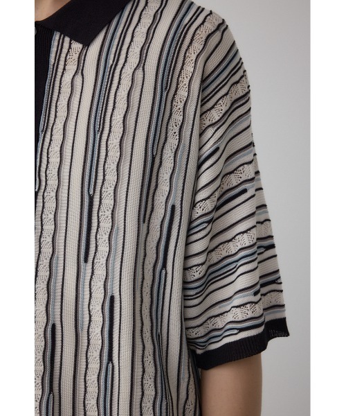 AZUL by moussy(アズールバイマウジー)の「ポロ襟クージーニットトップス(ポロシャツ・メンズ・ホワイト系その他/ブラック系その他/グレー系その他・MEDIUM/LARGE)」の11枚目の写真