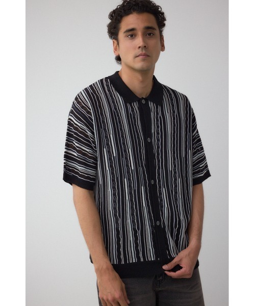 AZUL by moussy(アズールバイマウジー)の「ポロ襟クージーニットトップス(ポロシャツ・メンズ・ホワイト系その他/ブラック系その他/グレー系その他・MEDIUM/LARGE)」の14枚目の写真