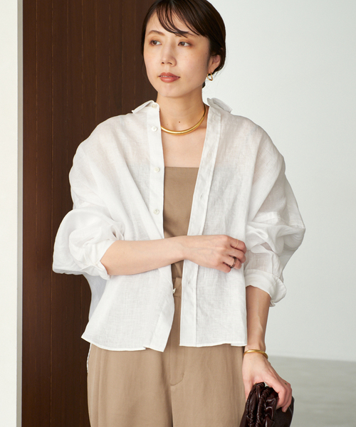 plage(プラージュ)の「Linen Short シャツ(シャツ/ブラウス・レディース・ピンク系その他/キャメル/グリーン系その他/ホワイト・FREE)」の14枚目の写真