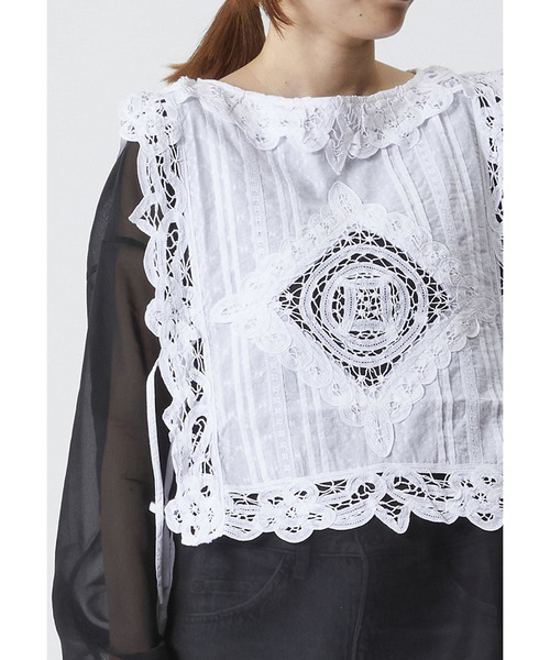 新品タグ付　Sara mallika サラマリカ レース　ブラウス　トップス Sara mallika サラマリカ ブラウス Cotton Border Gather Lace