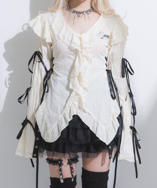 ワンダフルワールド カネコイサオ フリルブラウス リボン レースアップ