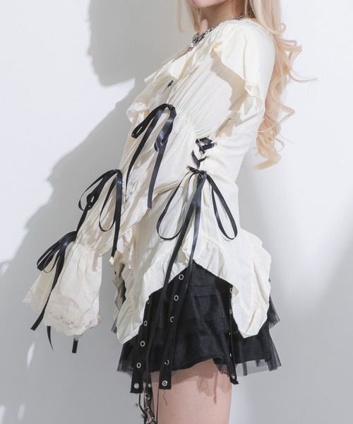 ワンダフルワールド カネコイサオ フリルブラウス リボン レースアップ 長袖 楽天市場】カネコイサオ（シャツ・ブラウス｜トップス