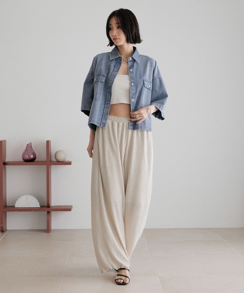 LOWRYS FARM（ローリーズファーム）の「シャイニープリーツイージーパンツ　327979（その他パンツ・レディース・ブラック/アイボリー/ブラック系その他/イエロー系その他・FREE）」の16枚目の写真