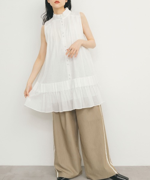 KBF（ケイビーエフ）の「スリーブレスタックプリーツワンピース（ワンピース・レディース・オフホワイト/ブラック/ピンク・ONE）」の8枚目の写真