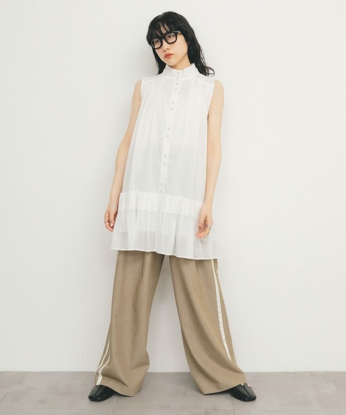 KBF（ケイビーエフ）の「スリーブレスタックプリーツワンピース（ワンピース・レディース・オフホワイト/ブラック/ピンク・ONE）」の9枚目の写真