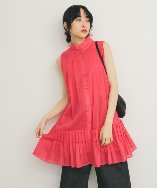 KBF（ケイビーエフ）の「スリーブレスタックプリーツワンピース（ワンピース・レディース・オフホワイト/ブラック/ピンク・ONE）」の19枚目の写真