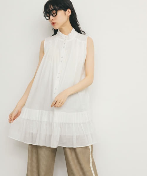 KBF（ケイビーエフ）の「スリーブレスタックプリーツワンピース（ワンピース・レディース・オフホワイト/ブラック/ピンク・ONE）」の2枚目の写真