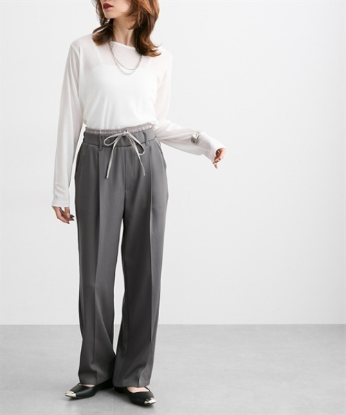 Soiunique（スワユニーク）の「ダブルウエストデザインストレートパンツ［Soiunique］（その他パンツ・レディース・ブラウン/グレー・M/L）」の8枚目の写真