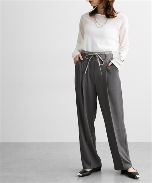 Soiunique（スワユニーク）の「ダブルウエストデザインストレートパンツ［Soiunique］（その他パンツ・レディース・ブラウン/グレー・M/L）」の7枚目の写真