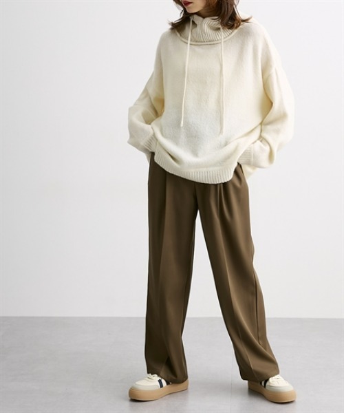 Soiunique（スワユニーク）の「ダブルウエストデザインストレートパンツ［Soiunique］（その他パンツ・レディース・ブラウン/グレー・M/L）」の3枚目の写真