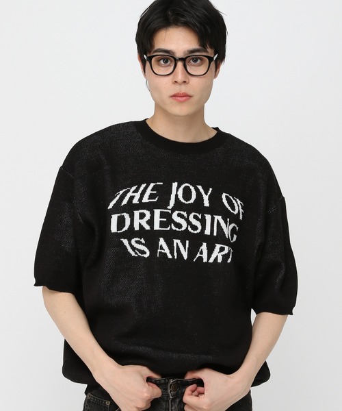 LAND MUSEUM（ランドミュージアム）の「LAND MUSEUM／JOY半袖ニット（ニット/セーター・メンズ・ブラック/チャコール・FREE）」の2枚目の写真