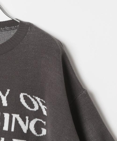 LAND MUSEUM（ランドミュージアム）の「LAND MUSEUM／JOY半袖ニット（ニット/セーター・メンズ・ブラック/チャコール・FREE）」の7枚目の写真