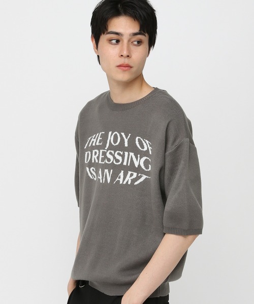 LAND MUSEUM（ランドミュージアム）の「LAND MUSEUM／JOY半袖ニット（ニット/セーター・メンズ・ブラック/チャコール・FREE）」の20枚目の写真