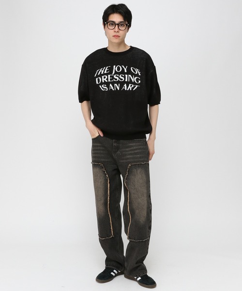 LAND MUSEUM（ランドミュージアム）の「LAND MUSEUM／JOY半袖ニット（ニット/セーター・メンズ・ブラック/チャコール・FREE）」の21枚目の写真