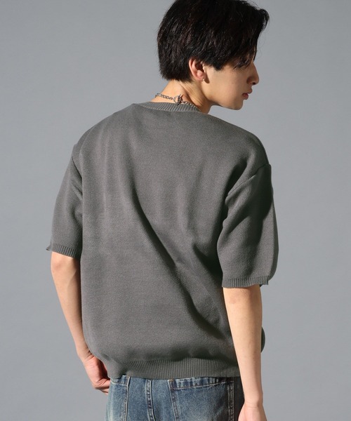 LAND MUSEUM（ランドミュージアム）の「LAND MUSEUM／JOY半袖ニット（ニット/セーター・メンズ・ブラック/チャコール・FREE）」の16枚目の写真