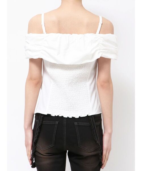 EMODA（エモダ）の「オフショルダーボタントップ（Tシャツ/カットソー・レディース・グレー/ホワイト/ライム・FREE）」の2枚目の写真