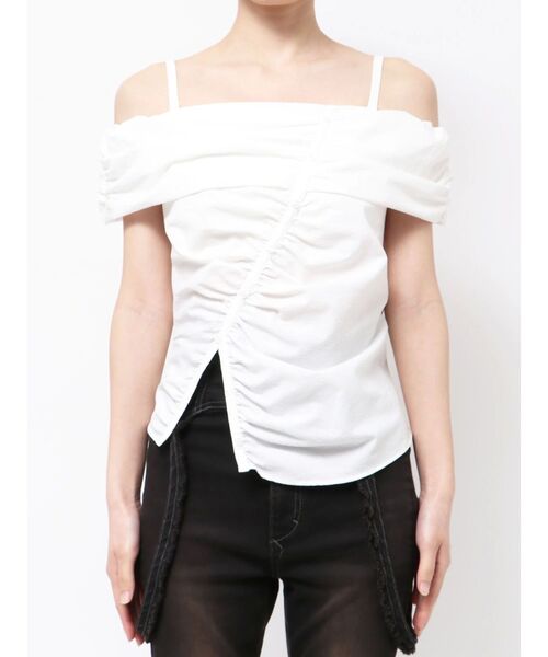 EMODA（エモダ）の「オフショルダーボタントップ（Tシャツ/カットソー・レディース・グレー/ホワイト/ライム・FREE）」の5枚目の写真