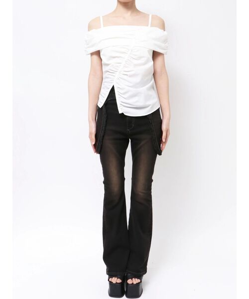 EMODA（エモダ）の「オフショルダーボタントップ（Tシャツ/カットソー・レディース・グレー/ホワイト/ライム・FREE）」の13枚目の写真