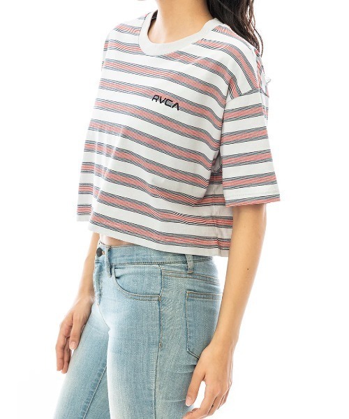 RVCA(ルーカ)の「【RVCA/ルーカ】23SS SUNRISE BE CROP SS/ボーダーショート丈半袖Tシャツ(Tシャツ/カットソー・レディース・ブラック系その他/グレー系その他・MEDIUM/SMALL)」の3枚目の写真