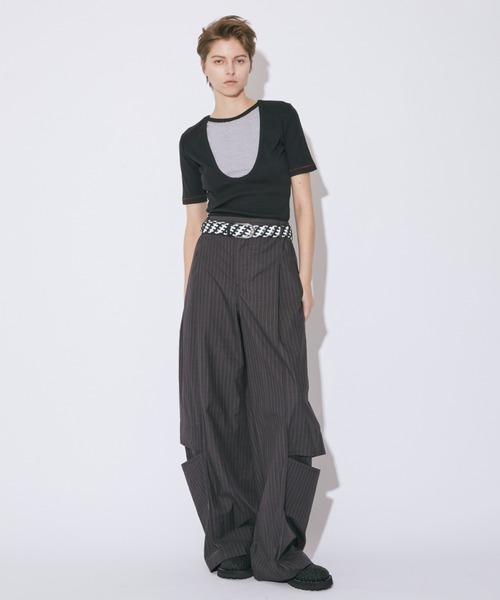 MILLER（ミラー）の「Miller double-front  T-shirt（Tシャツ/カットソー・レディース・ネイビー系/ブラック×ホワイト/ホワイト・36/38）」の4枚目の写真